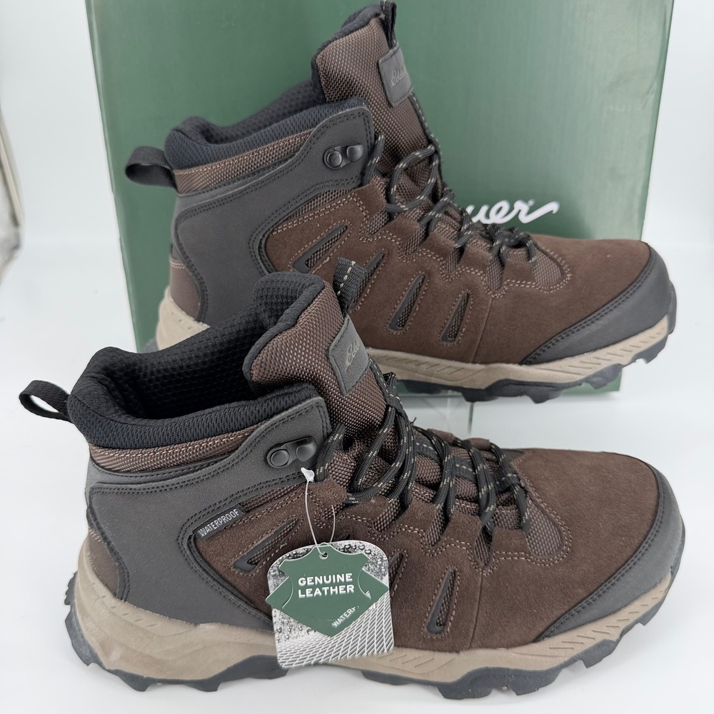 Eddie Bauer Crowden Mens Waterproof Leather Hiking Boots Dark Brown 11
